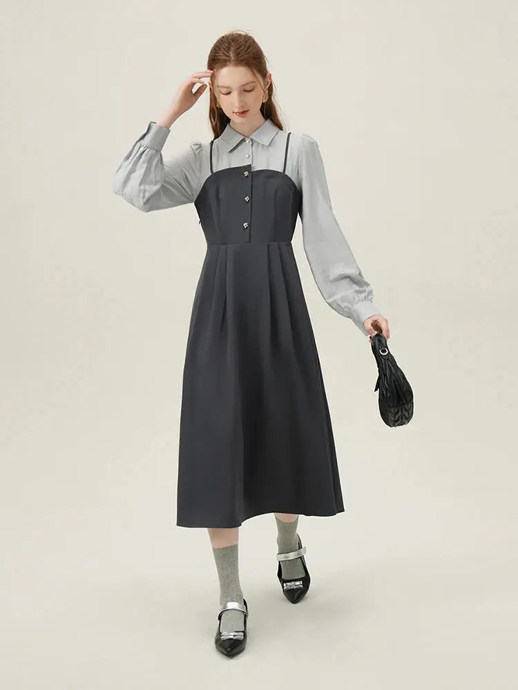 Veloria™ Puff Sleeve Polo Midi Dress 